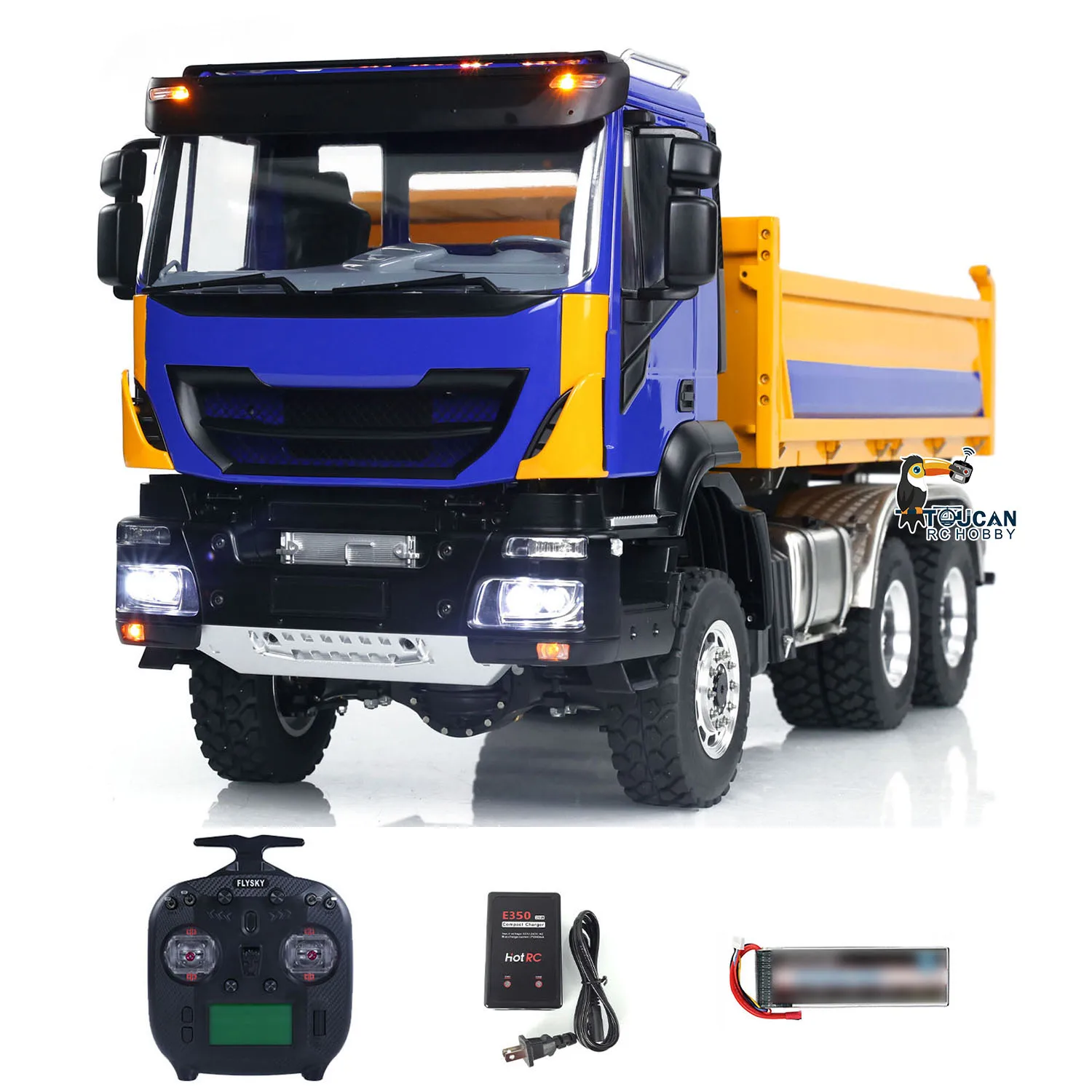 LESU 1/14 6x6 RC Hydraulic Dump Truck 3-way Metal Radio Control TOUCAN DIY Painted Tipper Car Light Sound Vehicle Model Boys Toy