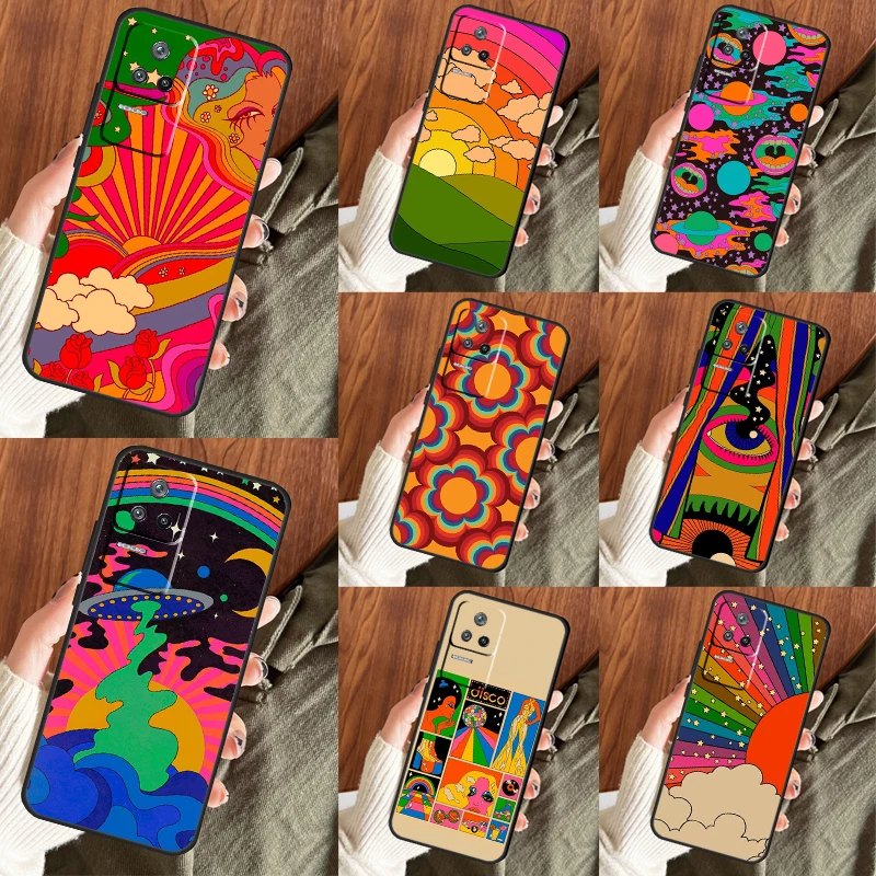 Rainbow 70s Groovy landscape Case For POCO F5 X5 Pro X3 F4 X4 GT F3 M4 C40 M5 Cover For Xiaomi 13 12 11 Lite 11T 12T Pro