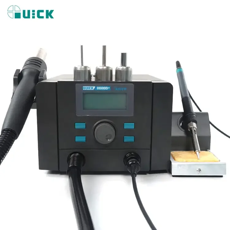 QUICK 8686D+ Hot Air Gun Welding Station K8 TS1100 2 in 1 LCD Display Lead-free Soldering Station Rework Station
