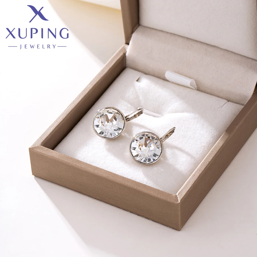 Xuping Jewelry Fashion Trendy Popular Platinum Color Crystal Earring for Women Girl Birthday Gift A00615428