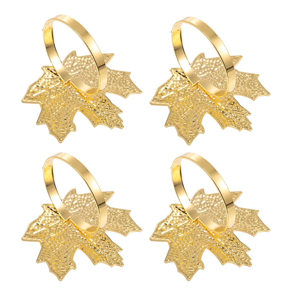 

4Pcs Maple Leaf Napkin Ring Christmas Dining Table Decor Holiday Party Napkin Holder Elegant Xmas Leaf Table Setting