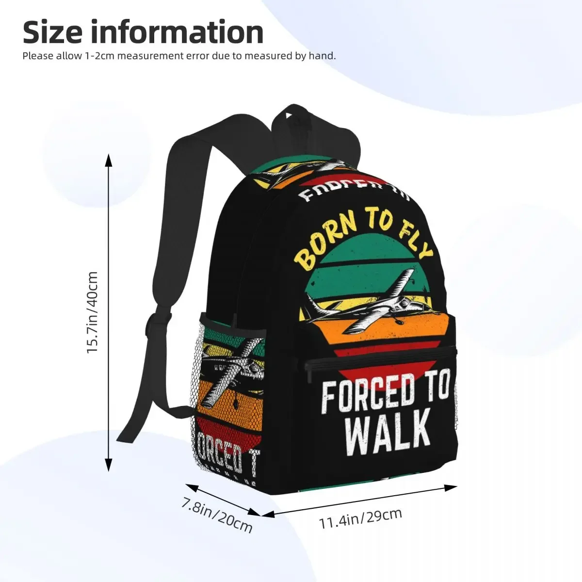 Born To Fly Captain Stripes Flight Pilot Student Backpack School Bag Hiking Travel Daypack for Men Women Bookbag Shoulder Bags