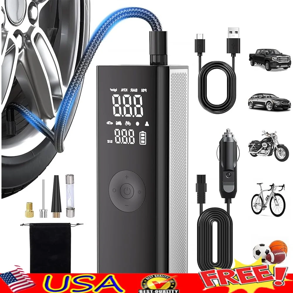 

Cordless Tire Inflator 180PSI Digital Air Pump with Rechargeable 20000mAh Battery LED Light Built-in Pressure Gauge Car Bike