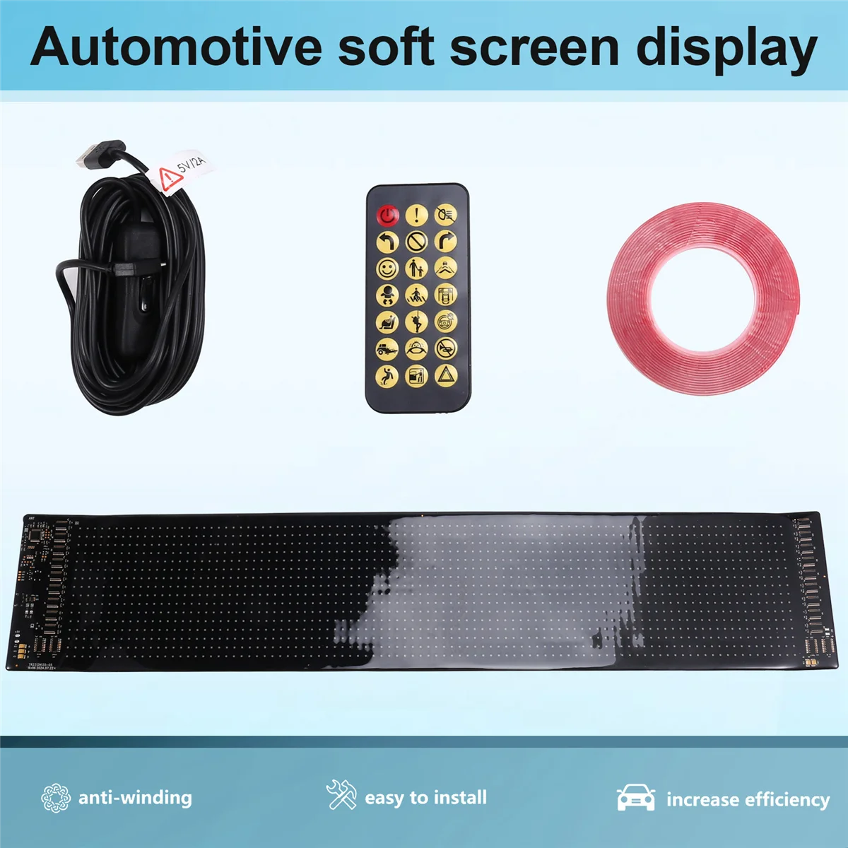 

#47X Electronics Accessories,USB Car Truck Display Screen 16x96 LED Matrix Pixel Panel Light,Black