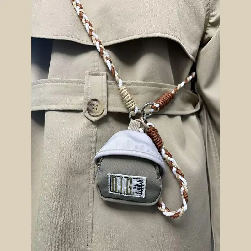 1PCS Coin Purse Polyester Material Coin Purse Color Contrast Printed Label Polyester Mini Coin Purse Wear‑resistant Fabric
