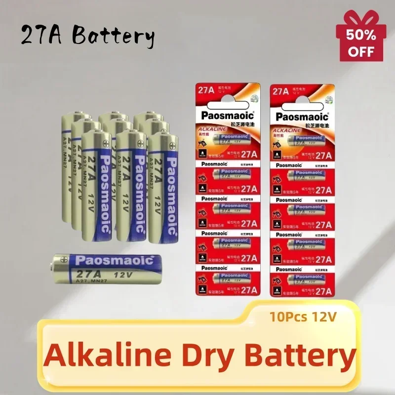 Alkaline Battery A27BP 5pcs 27A 12V for Alarm Clock Wireless Mouse K27A VR27 MN27 R27A G27A MS27 GP27A L828 V27GA ALK27A