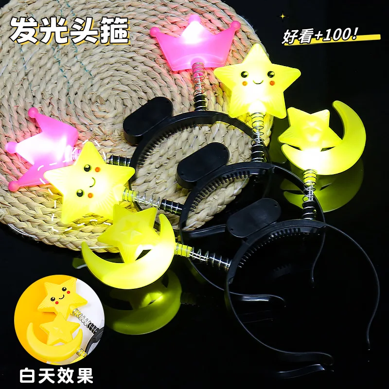 Jouets lumineux pour enfants, lumières LED, étoiles/coeurs d'amour/couronne, coiffure, jouet lumineux mignon, accessoires de décoration pour fête de Concert