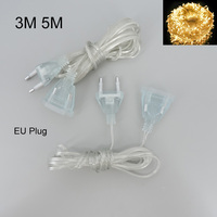 3M 5M Power Extension Cord For EU Plug LED Holiday Light String Extension Standard Switch Cable Christmas Curtain Light M20