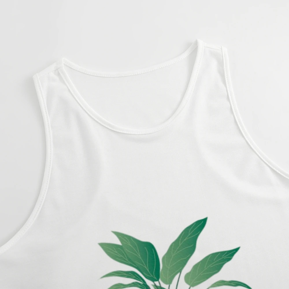 تانك الأعلى المرأة فضفاضة بلا أكمام العصرية الصيف عارضة الكرتون بوعاء الأعشاب مع النباتات والكتب طباعة الأزياء كل - مباراة اليومية أعلى