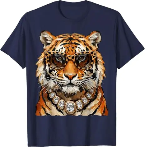 Cooles Tigerroar-Leoparden-Sonnenbrillen-T-Shirt, lustiges Y2k-Kunst-Ölgemälde, ästhetische Kleidung für Frauen und Männer, Persönlichkeits-T-Shirt, Geschenke – Detail 17