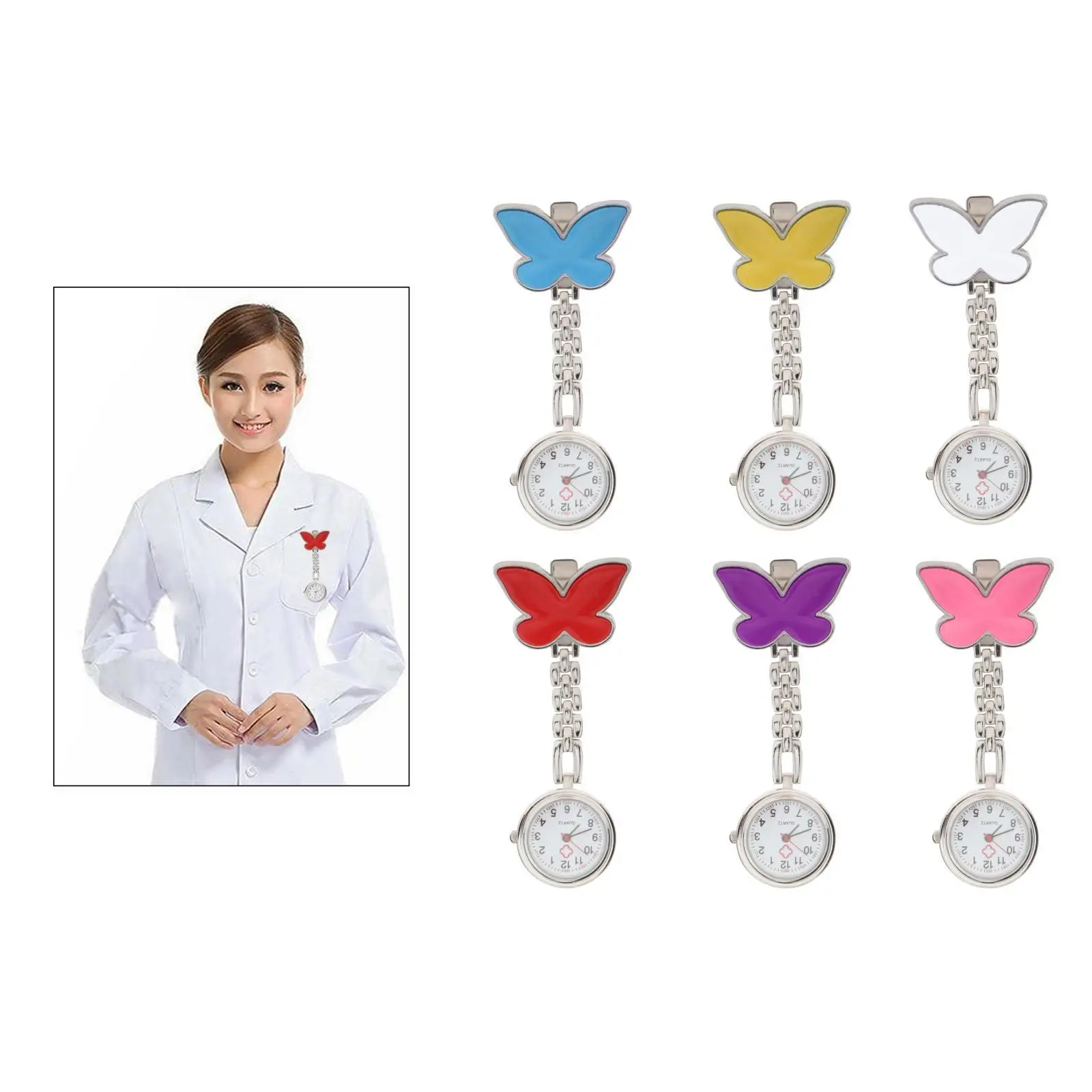 

Часы для медсестер, настенные часы с диаграммами для женщин и мужчин, модные милые карманные часы-брелок с бабочкой