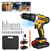 DAVEDTOOL 21V Electric Impact Drill 3 IN 1 Cordless Electric Screwdriver 25+3 Torque Mini Electric Drill Driver with LED Light