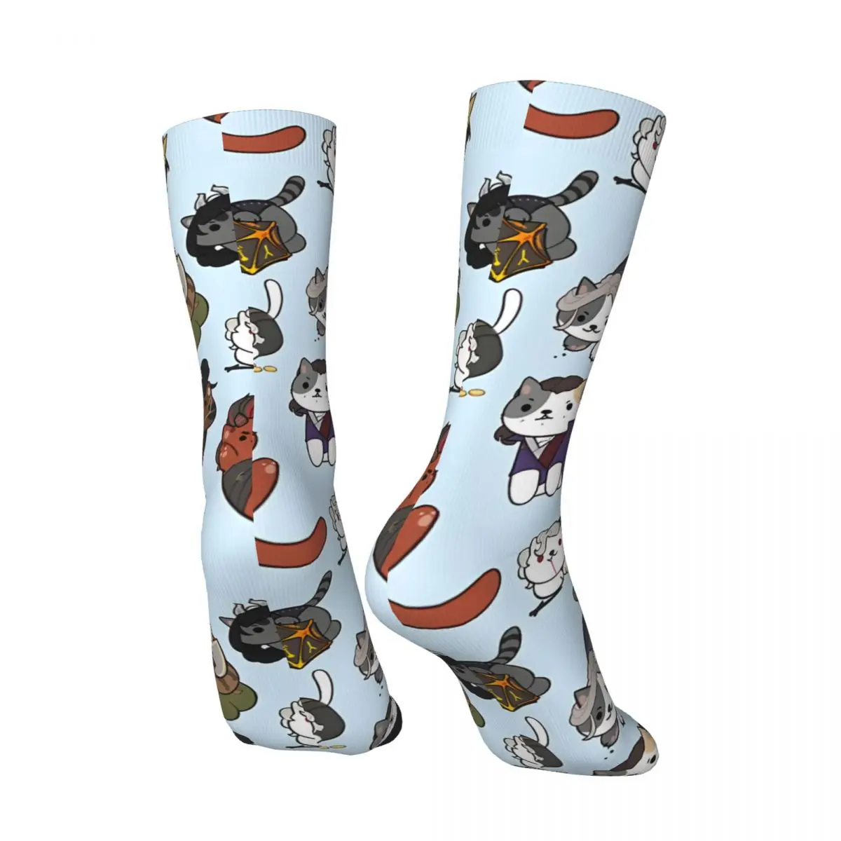 Calcetines con estampado de gato feliz y divertido para hombre, calcetín Retro Harajuku Baldurs Gate 3, Hip Hop, patrón novedoso, Crew Crazy, regalo, Bg3