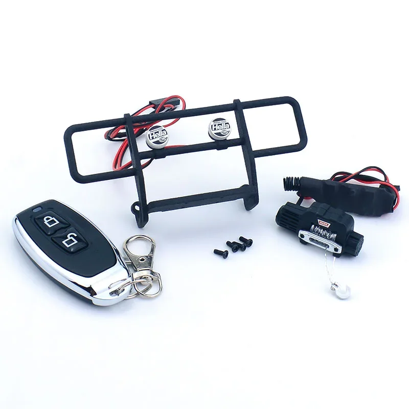 TRX4M Simulation LED Front Bumper with Winch Controller for 1/18 RC Crawler Car Traxxas TRX4-M Chevrolet K10 Upgrade Parts