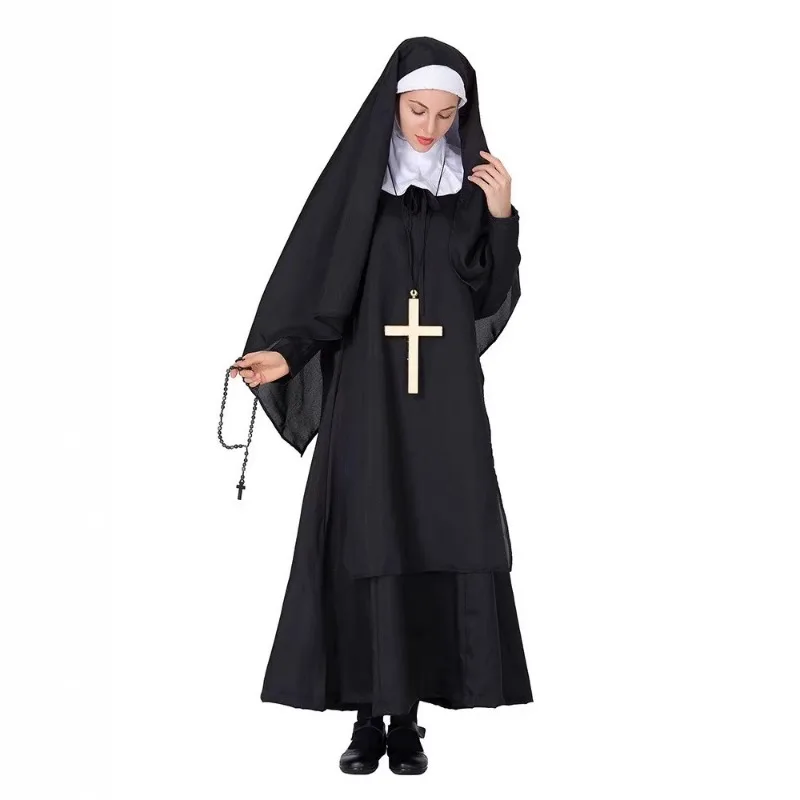 Костюм для выступления на Хэллоуин, костюм Девы Марии, платье сестры, костюм священника, костюм для выпускного вечера, фестивальный игровой костюм
