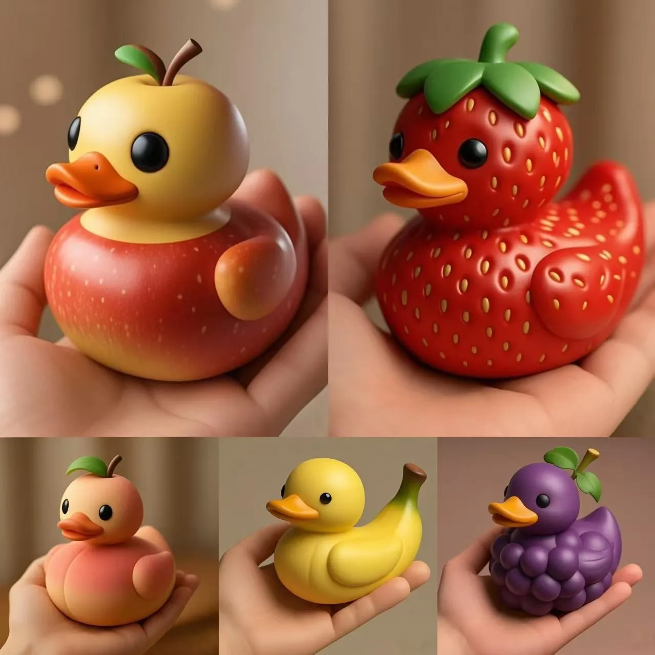 

Cartoon Fruit Duck Cute 3D Novelty Creative Resin Animal Statues Home Desktop Aesthetics Decoration Fun Festival Gifts