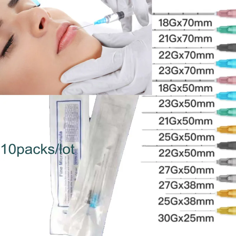 10 Stück stumpfe Kanülen für Filler-Injektion 14G 18G 20G 21G 22G 23G 25G 27G 30G Harnsäure Gesichts-Nasen-Lifting Lippenkontur Dermal-Filler-Werkzeug