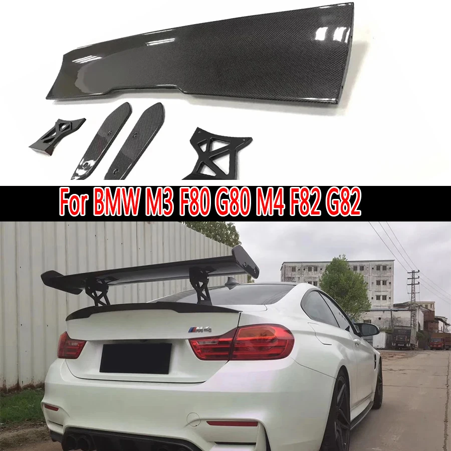 For BMW M3 F80 G80 M4 F82 G82 Carbon Fiber Tail fins Rear Trunk Spoiler Guide Wing Rear Wing Car Accessories GTS Style