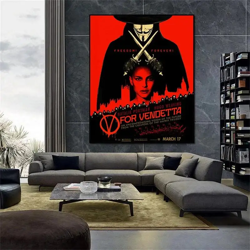 V For Vendetta Movie Poster Art Retro Canvas Print Home Decor Wall Painting  Dystopian Political Action Classic