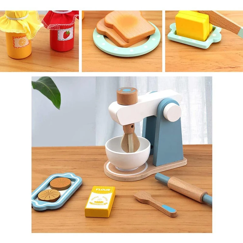 Wooden Kitchen Pretend House Baking Toy Simulation Wooden Kitchen Utensils Set Role Playing Game Baby Educational Toy