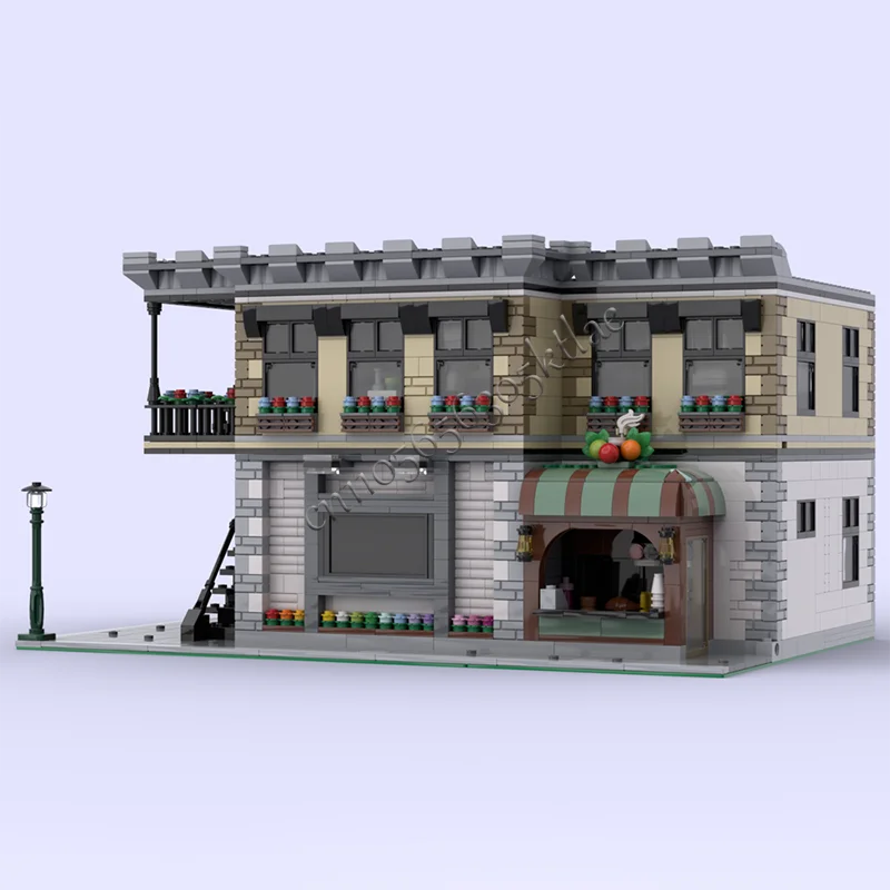 3266 أجزاء البائع الساخن الفيلم الشهير الحضرية واجهة المتجر قوالب بناء نموذج مجموعة لتقوم بها بنفسك الجمعية عرض لعب هدايا عيد ميلاد الأطفال #4