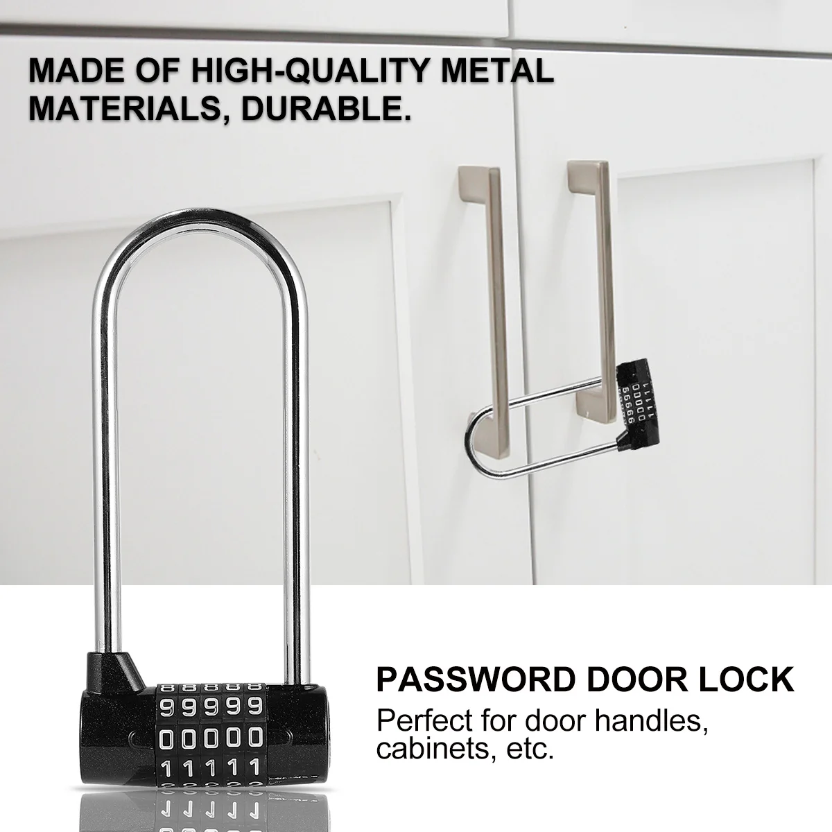 

Large U Shaped Password Heavy Duty Metal Hanging For Cabinet Door Handle Security Durable Dial Home Office Storage