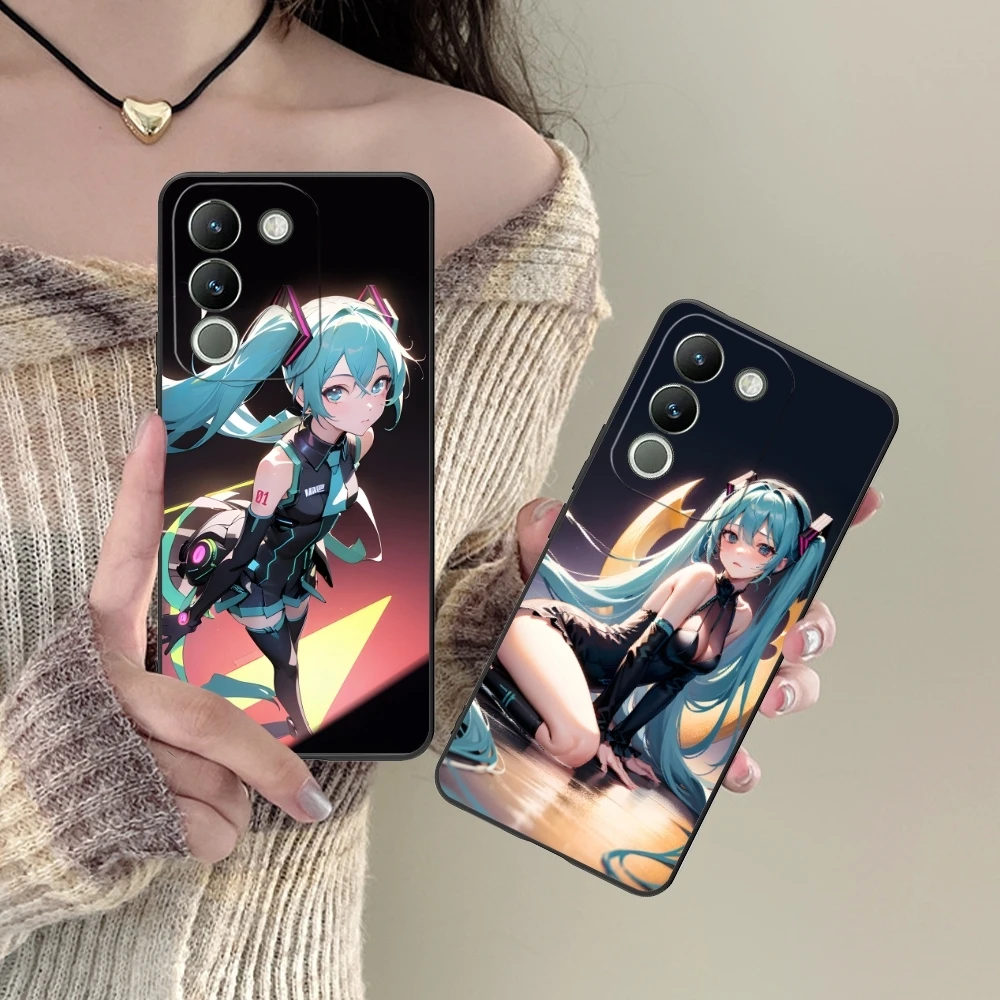 Anime Cute M-Miku Mobile Cell Phone Case for VIVO Y95 Y93 Y31 Y20 V19 V17 V15 Pro X60 NEX Black Soft Phone Cover Shell