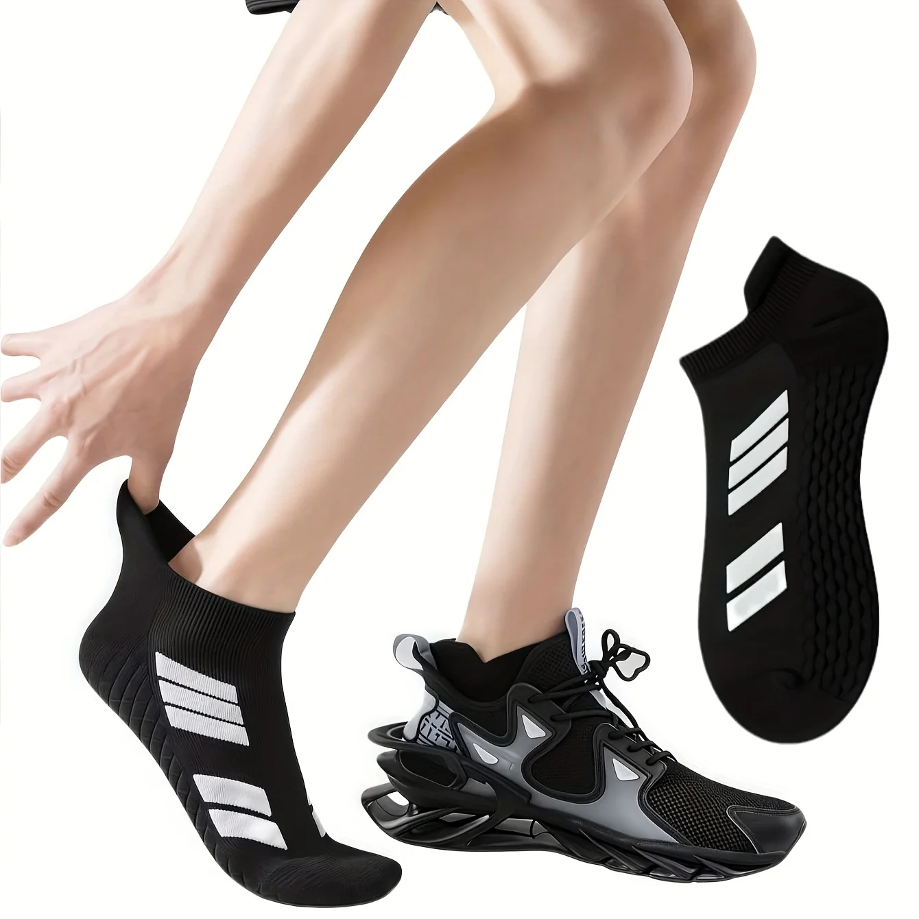 Sports Socks Men's Women's Large Size, Striped Design, Spring Summer, Thin Running Socks, Breathable, Fitness Hiking Socks