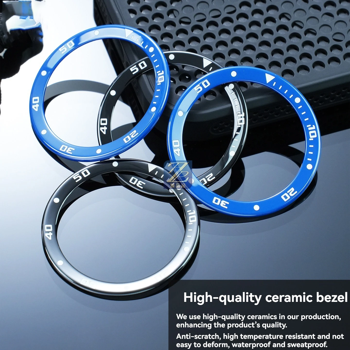 Ceramic Bezel Dial Ring Insert for Cartier Calibre de Cartier Watch, Replacement Outer Bezel with Scale Markers