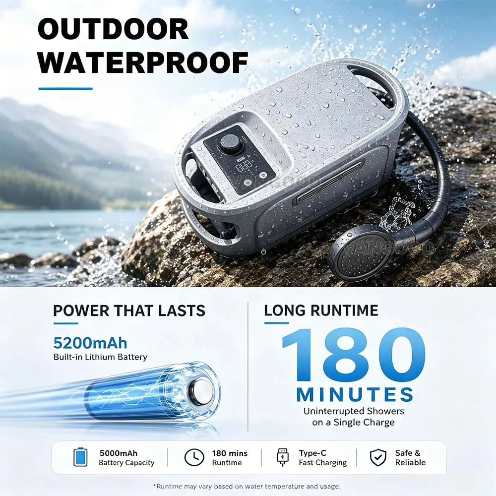 Outdoor Camping Portable Constant Temperature Shower Pump Propane Water Heater