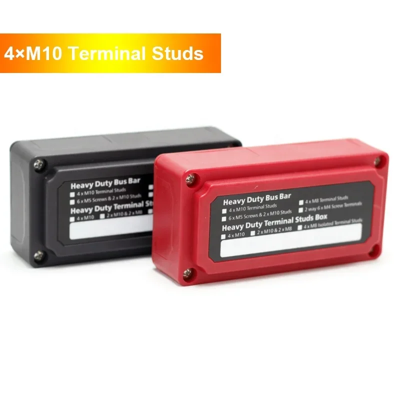 300A 12V DC Marine Insulated Junction Post 4* M8 Power Distribution Bus Bar Box Terminal Block For Automotive