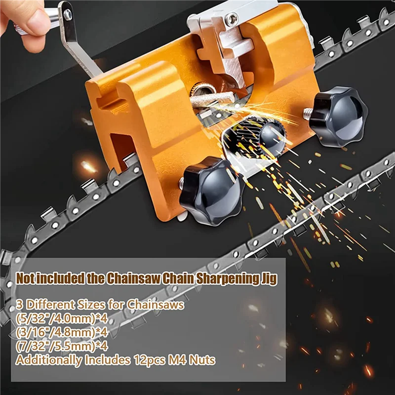 ABXF-Камень для заточки бензопилы, шлифовальный камень для бензопилы, 24 шт. Алмазная точилка для бензопилы высокой твердости (4 мм, 4,8 мм, 5,5 мм)