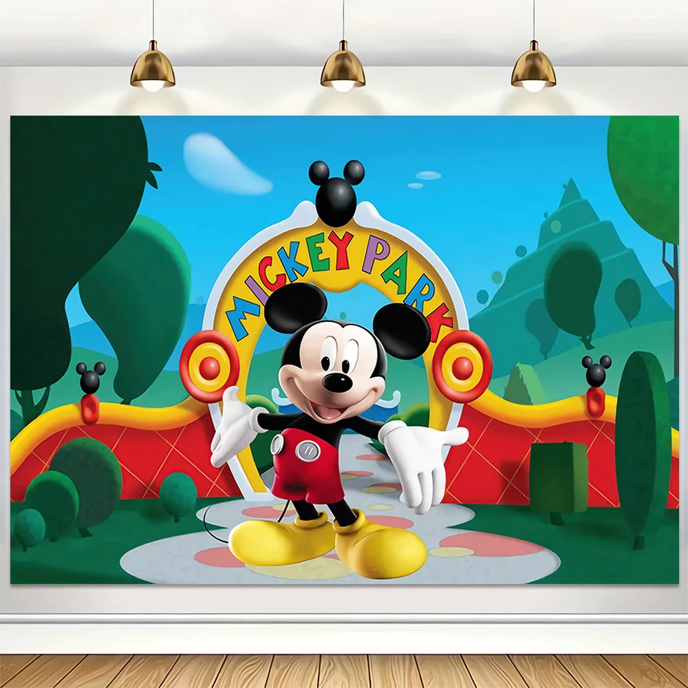 Mickey Mouse and His Friends Clubhouse Vinyl Backdrops Kids Birthday Party Decoration Photography Background Baby Shower Banner