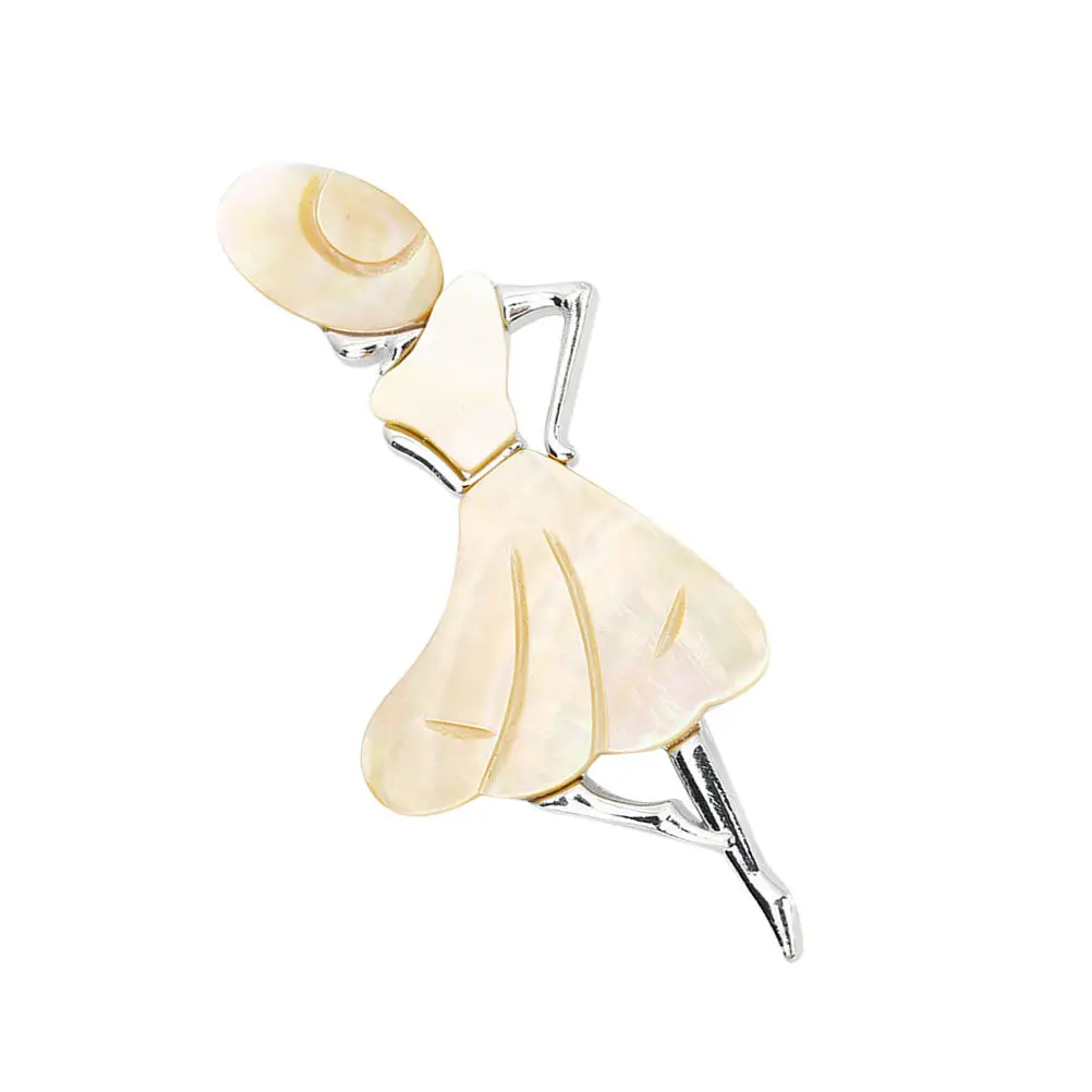 1Pcs Delicate Beauty Shaped Brooch Beige Abalone Shell Pendant Corsage Breastpin Multi Purpose Creative Clothes