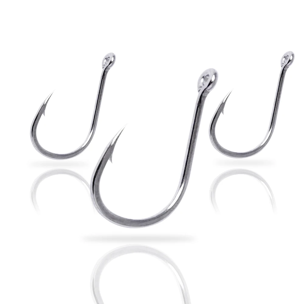 Anmuka 100-600pcs fishing lure Hooks set offset hook Single Replacement Hooks The handle has a ring, and the hook has a barb hoo