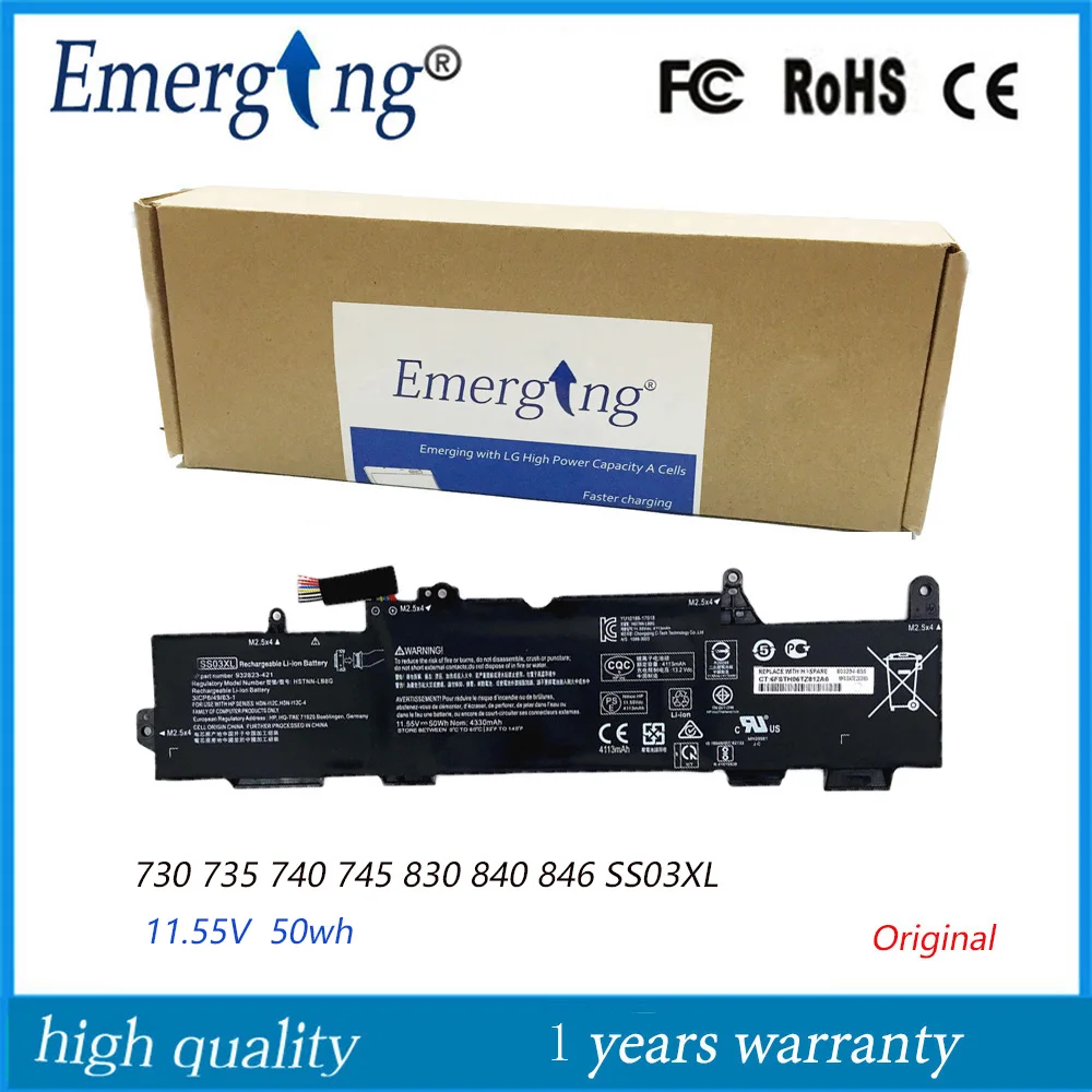Original Nova Bateria do Portátil para hp 730 735 740 745 830 840 846 Zbook14u G5ss03 933321855 Hstnn-lb8g 11.55v Ss03xl 50wh