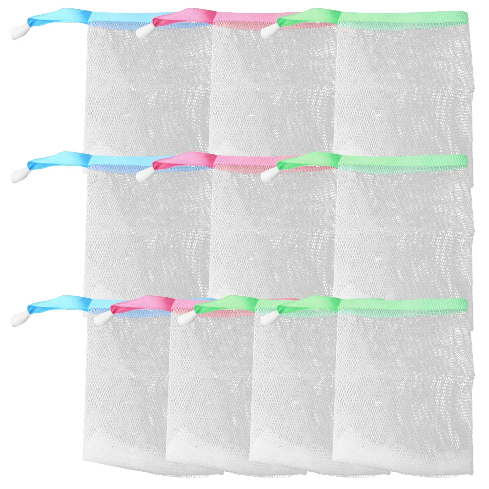 

10pcs Soap Saver Exfoliating Body Facial Cleaning Tool Soft Durable Foaming Bath Pouf Random Color