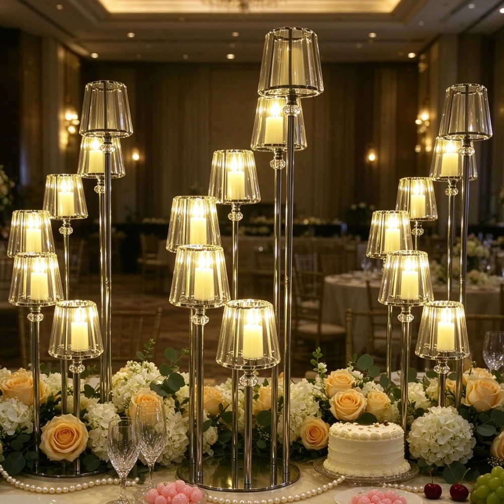 1-12pcs Metal Candle Holder Wedding Decoration Table Centerpieces Metal Candelabra Candle Holder Party Wedding Decor