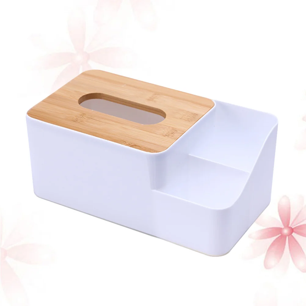 

Plastic Tissue Box Bamboo Wood Cover Wear-Resistant Napkin Towel Holder Desktop Organizer Paper Towel Storage for Home Office