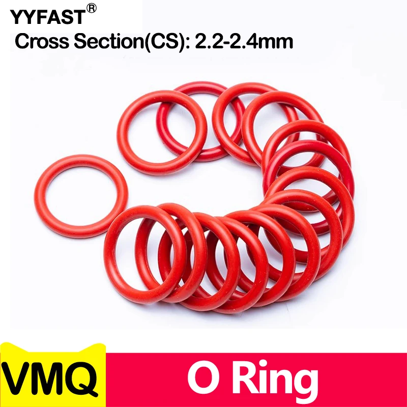 WD CS 2.2/2.4mm,Red Color  Silicone Rubber O-RING VMQ Sealing,Repair Skeleton Oil Gasket  Washer,Outer diameter x Cross Section