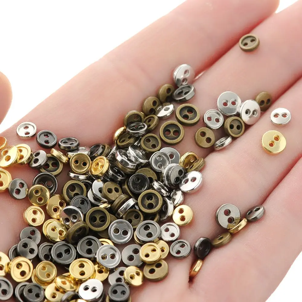 20pcs Lovely Two Holes Dollhoues Miniature Dolls Strap Buckles DIY  Clothes Mini Metal Buttons Clothing Sewing Craft