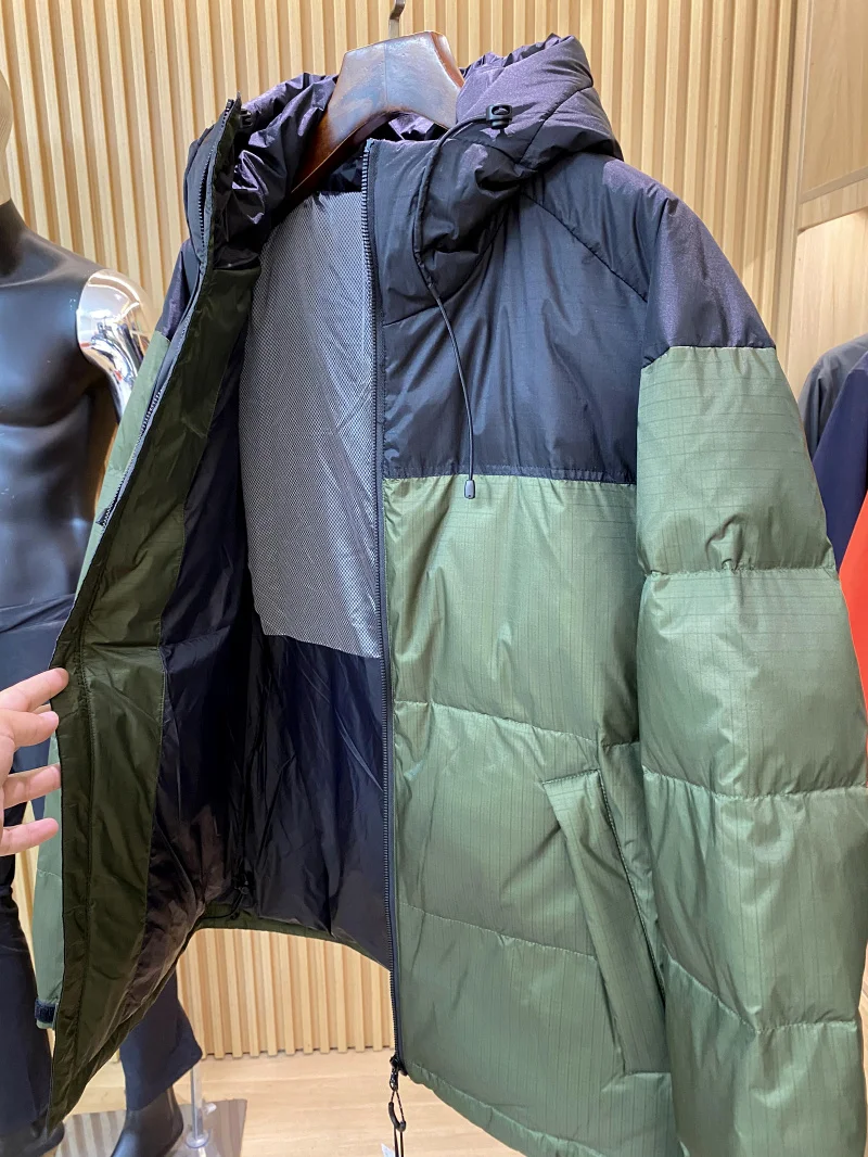 

Thiened Hooded Patchwork Color down Jaet Men's Winter New Arrival Warmth Fearl Cold Modern Sle Regular Fit Outerwear