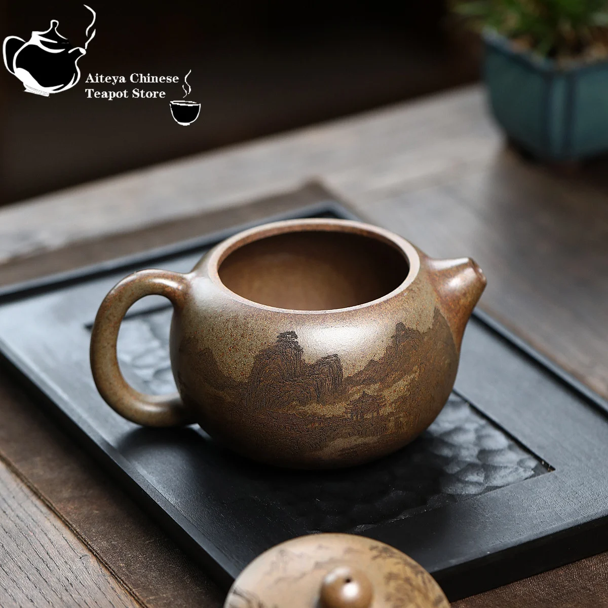 Yixing handmade purple clay teapot, Xishi raw ore, agarwood mud, Longyao wood fired teapot, tea set, large capacity 550ml