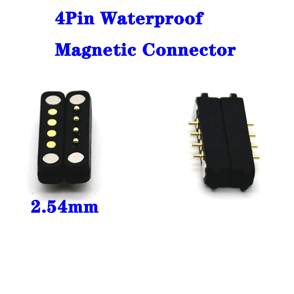 

100Pair 4Pin spacing 2.54mm DC Magnetic Pogo Pin Connector Pogopin Male Female Spring Loaded Waterproof DC Power Socket