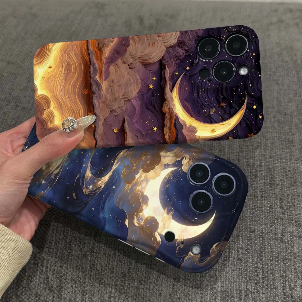 

Shining Moon Cloud Path For Apple iPhone 11 12 13 14 15 16 17 16E Air Plus Pro Max 2022 Wave Oil Film Phone Case