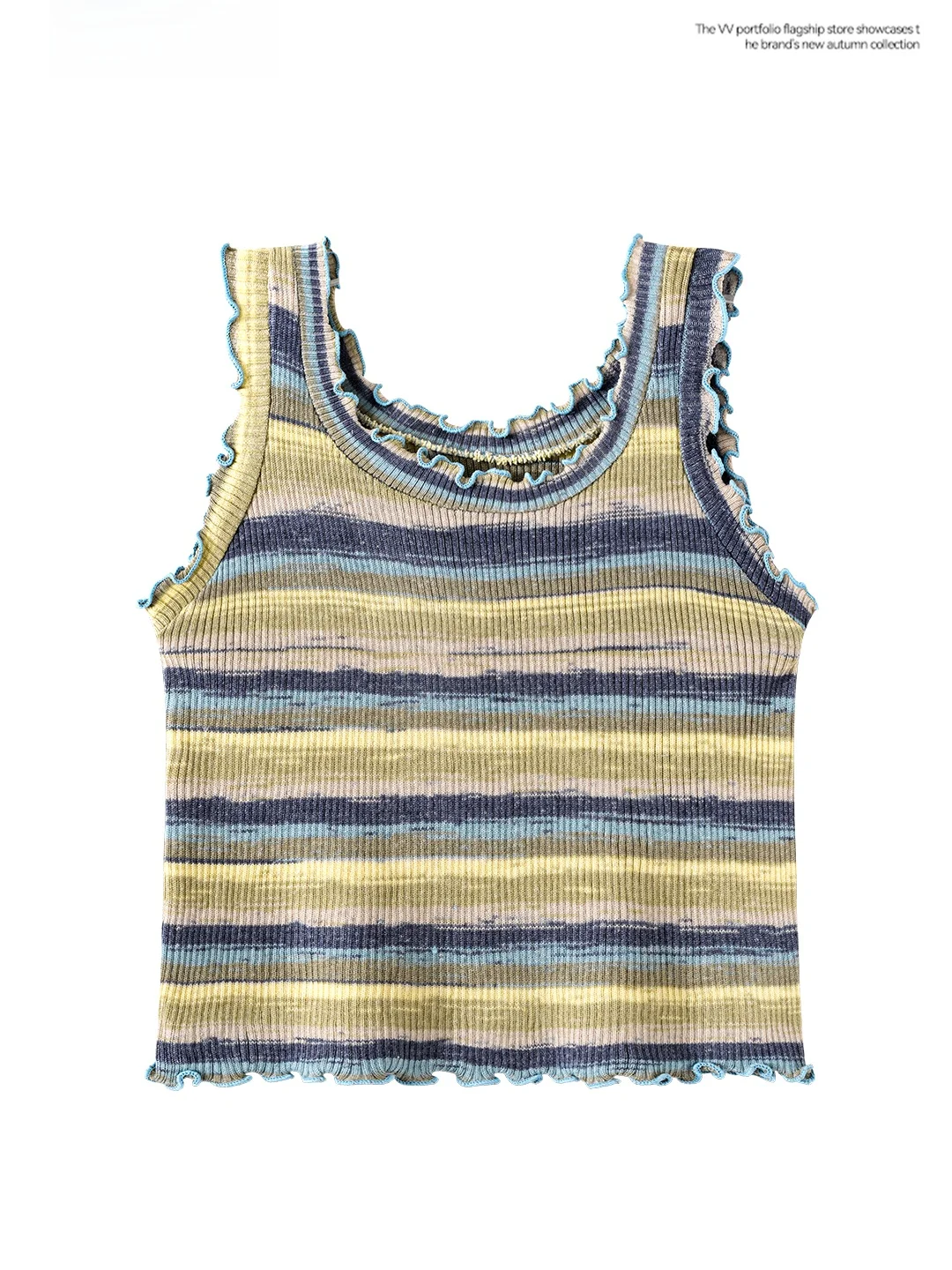 Korean Stripe Design Wood Grain  Spicy Sleeveless Vest Women's Small Size Slim High Waist Ultra Short Summer Top