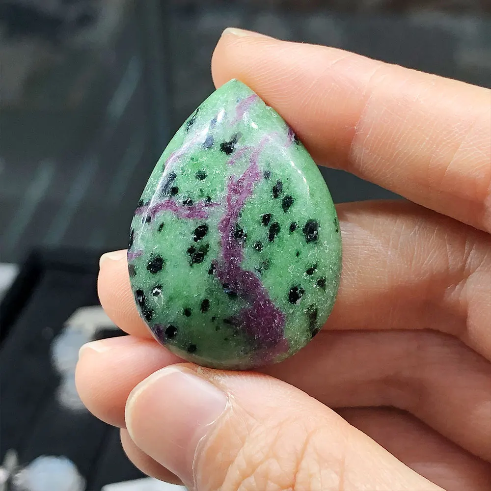 Natural Ruby Zoisite Epidote Teardrop for Jewelry Making DIY Crystals and Healing Stone Crystal Water Drop Gemstones Home Decor