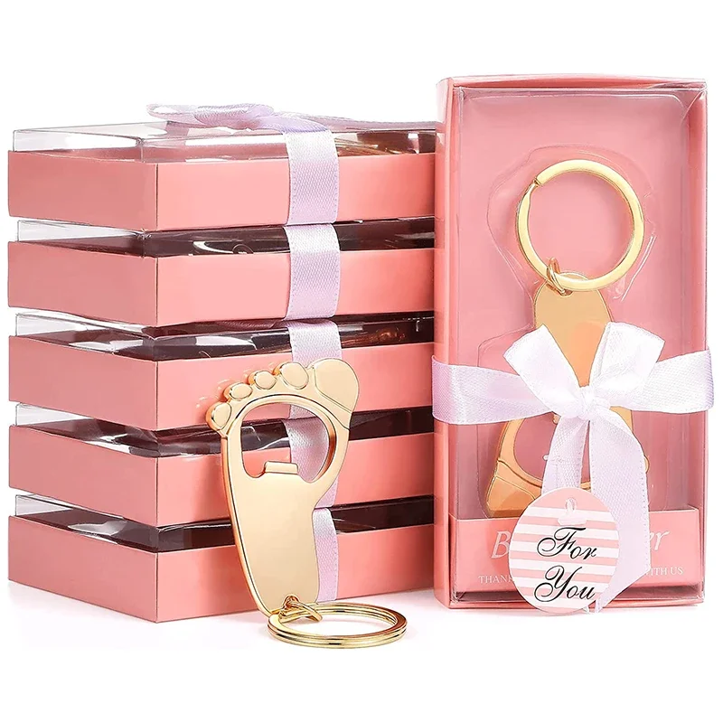 16/32Pcs Bottle Opener Baby Shower Favors for Guests, Footprint Keychain Shaped Opener, Birthday Wedding Bridal Party Souvenirs
