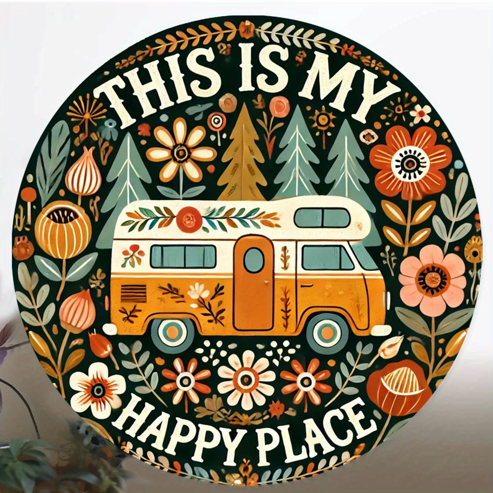 1pc 2D Flat Print Metal  Sign1pcs Vintage Round Sign 