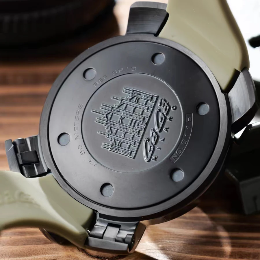 Reef Tiger Men Chronograph Watch 48mm Military Quartz Wristwatch 50M Waterproof Luminous Sapphire Mirror